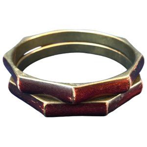 Vintage Wood Bronze Polygon Stackable Boho Bangle